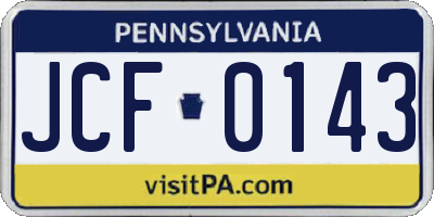 PA license plate JCF0143