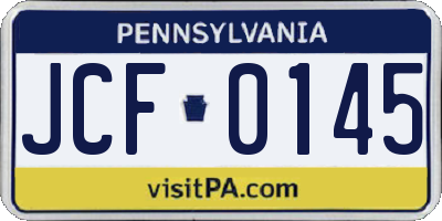 PA license plate JCF0145