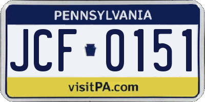PA license plate JCF0151