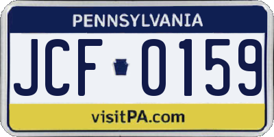 PA license plate JCF0159