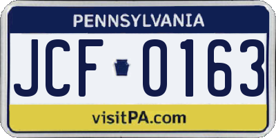 PA license plate JCF0163