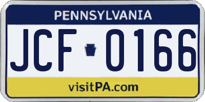 PA license plate JCF0166