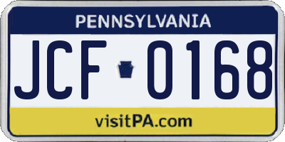 PA license plate JCF0168