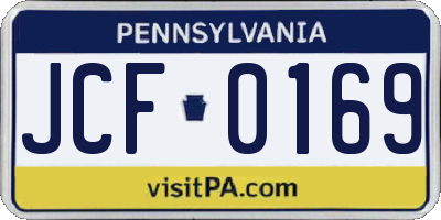 PA license plate JCF0169