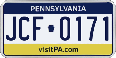 PA license plate JCF0171