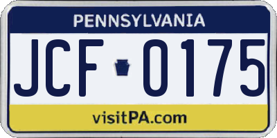 PA license plate JCF0175