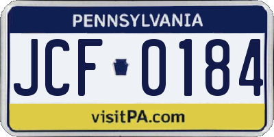 PA license plate JCF0184
