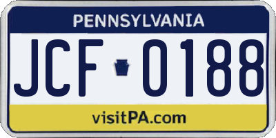 PA license plate JCF0188