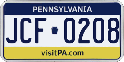 PA license plate JCF0208