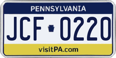 PA license plate JCF0220