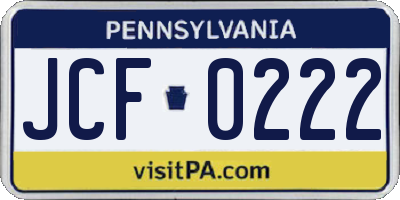 PA license plate JCF0222