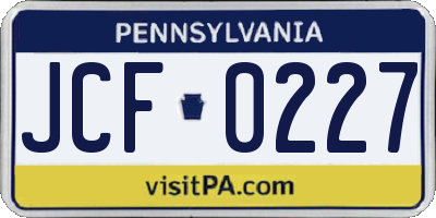 PA license plate JCF0227