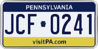PA license plate JCF0241