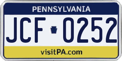 PA license plate JCF0252