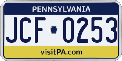 PA license plate JCF0253