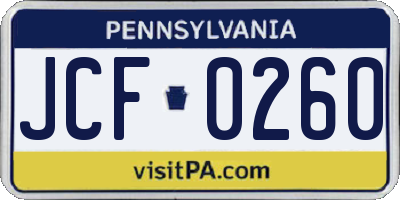 PA license plate JCF0260