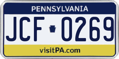 PA license plate JCF0269