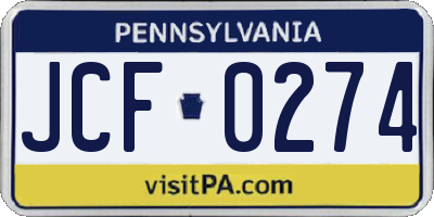 PA license plate JCF0274