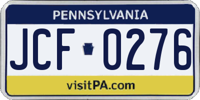 PA license plate JCF0276