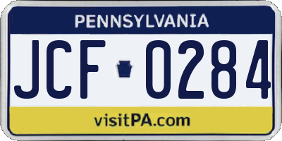 PA license plate JCF0284