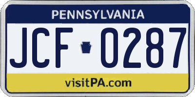 PA license plate JCF0287
