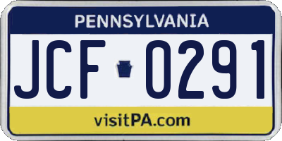 PA license plate JCF0291