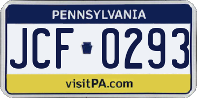 PA license plate JCF0293