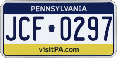 PA license plate JCF0297