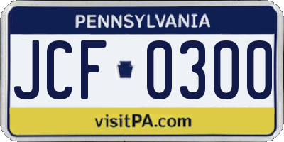 PA license plate JCF0300
