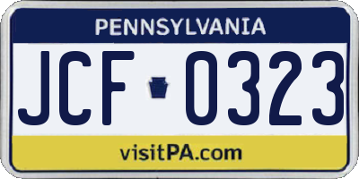 PA license plate JCF0323