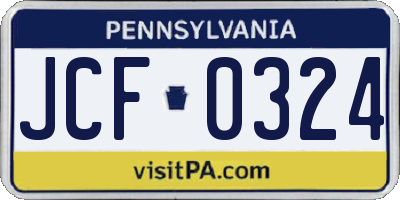 PA license plate JCF0324