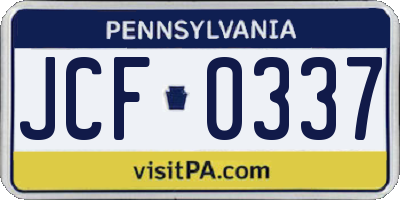 PA license plate JCF0337