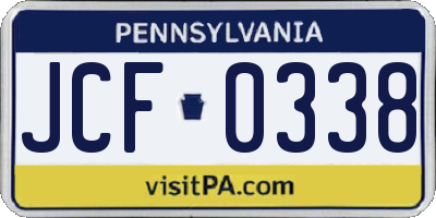 PA license plate JCF0338