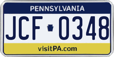 PA license plate JCF0348