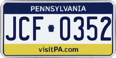 PA license plate JCF0352
