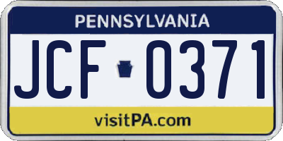 PA license plate JCF0371
