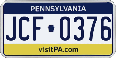 PA license plate JCF0376