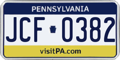 PA license plate JCF0382
