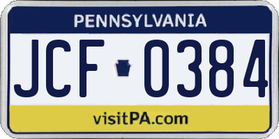 PA license plate JCF0384