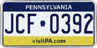 PA license plate JCF0392