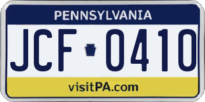 PA license plate JCF0410