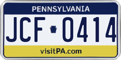 PA license plate JCF0414