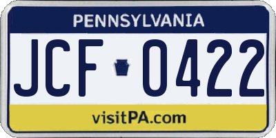 PA license plate JCF0422
