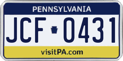 PA license plate JCF0431