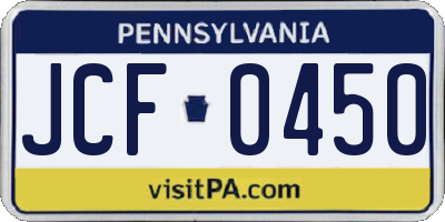 PA license plate JCF0450
