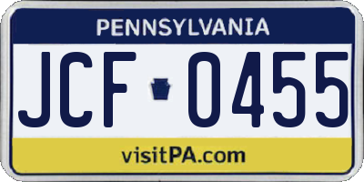 PA license plate JCF0455