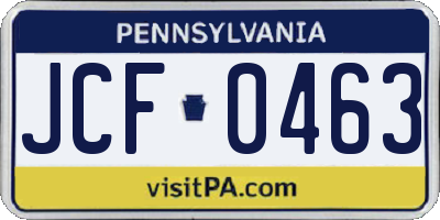 PA license plate JCF0463