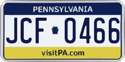 PA license plate JCF0466