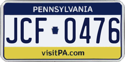 PA license plate JCF0476