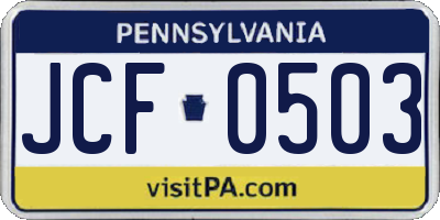 PA license plate JCF0503
